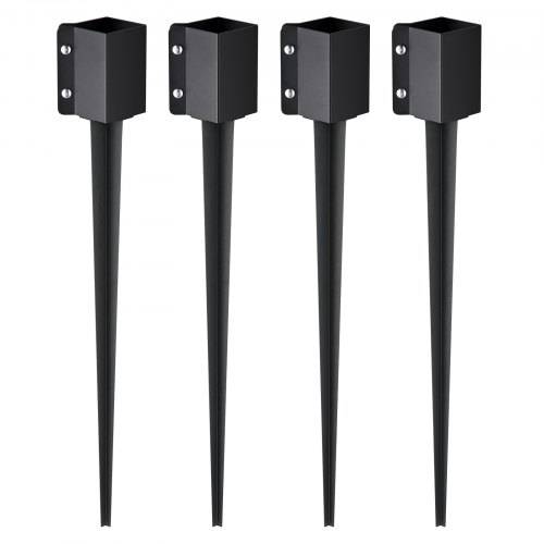 VEVOR Erdspie_ für Zaunpfosten, 4er-Pack, 113 x 113 x 914 mm Au_endurchmesser (Innendurchmesser 8,9 x 8,9 cm), Metall, schwarz pulverbeschichtet