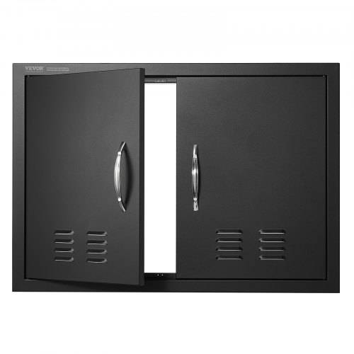 VEVOR Grill-Zugangstür, 762 x 533 x 46 mm, Doppelte Au_enküchentür, Flächenbündig Montierte Kaltplattentür, Vertikale Wandtür mit Griffen und L