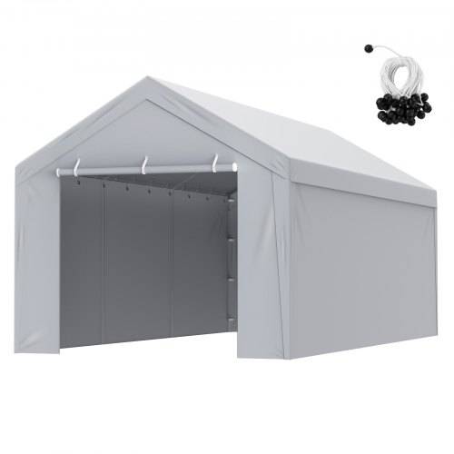 VEVOR Carport Garagezelt, oben + Seitenwand 3 x 6 m, Garagenzelt-Unterstandplane, wasserdicht und UV-geschützt, einfache Installation mit
