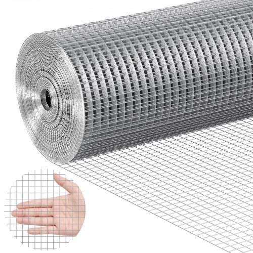 VEVOR Drahtgeflecht, 1220 mm x 15,24 m, Volierendraht, 19 Gauge, feuerverzinkte Maschendrahtrolle, Maschendrahtzaun, Maschendraht für Kaninchenkäfig