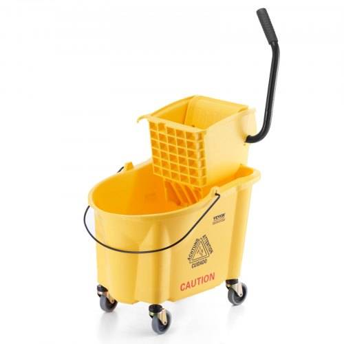 VEVOR Wischeimer Moppeimer mit Wringer, 35 Qt. Gewerblicher Wischeimer mit Seitlicher Wringerpresse, Wischeimer und Wringer-Kombi auf Rädern