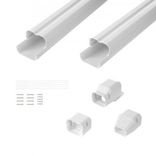 VEVOR Mini-Split-Line-Set-Abdeckung 76,2 mm B 2270 mm L, dekorative PVC-Rohrleitungsabdeckung für Klimaanlage mit 2 geraden Kanälen und vollständig
