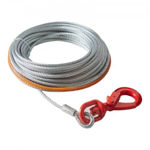 VEVOR Windenseil aus verzinktem Stahl, 3/8 Zoll x 22,86 m, 6894,6 kg Bruchfestigkeit, Drahtwindenseil mit Drehhaken, Abschleppseil, robust