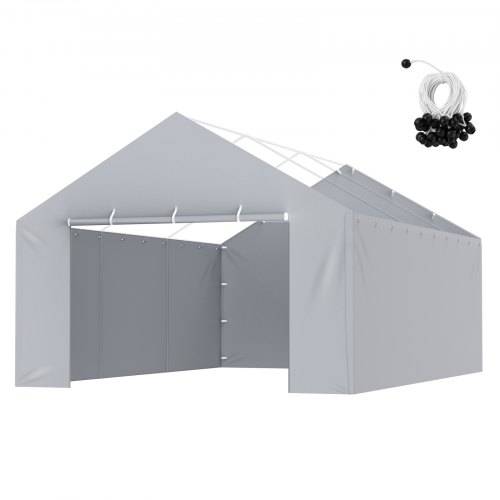 VEVOR Carport-Garagenzelt Seitenwand 606 x 398 x 308 cm, Garagenzelt-Unterstandplane, strapazierfähig, wasserdicht und UV-geschützt, grau (Oberteil