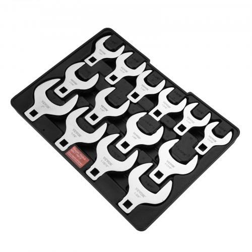 VEVOR Crowfoot-Schlüsselsatz, 1/2-Zoll-Antrieb, 14-teilig, SAE (1-1/16 Zoll _ 2 Zoll), Crowfoot-Schlüsselsatz mit Ablagefach, 40CR-Material mit Lase