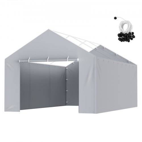 VEVOR Carport-Garagenzelt Seitenwand 610 x 364 cm, Garagenzelt-Unterstandplane, strapazierfähig, wasserdicht und UV-geschützt, grau (Oberteil und Ra