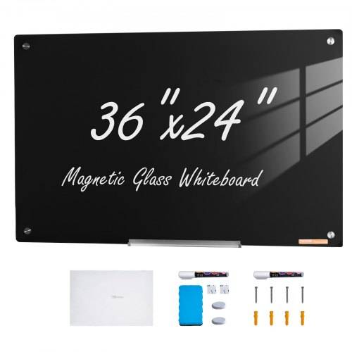 VEVOR Magnetisches Glas-Whiteboard, Trocken Abwischbare Tafel 90 x 60 cm, Wandmontiertes Gro_es Wei_es Glasboard ohne Rahmen, mit Stiftablage