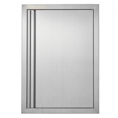 VEVOR Grillzugangstür, 432 x 610 mm, Einzelne Au_enküchentür, Flächenbündig Montierte Edelstahltür, Vertikale Wandtür mit Versenkbarem Griff, f