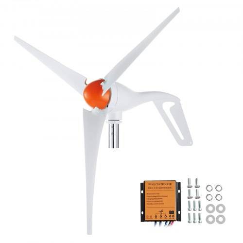 VEVOR 500 W Windkraftanlage 12 V Windgenerator 3-Blatt-Windkraftgenerator mit MPPT-Regler einstellbare Windrichtung und 2,5 m/s