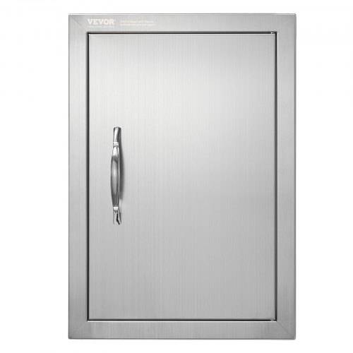 VEVOR Grill-Zugangstür, 355 x 508 mm, Einzelne Au_enküchentür, Flächenbündig Montierte Edelstahltür, Vertikale Wandtür mit Griff, für Grillins