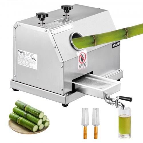 VEVOR Kommerzieller Zuckerrohr-Entsafter, 49,9kg/h Hochleistungs-Zuckerrohr-Entsafter-Maschine mit 3 Edelstahlwalzen, 6,1 cm gro_er Einlass