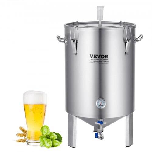 VEVOR Bierbrauanlage Bierbraugerät Kessel aus Edelstahl 60 L Bierfermenter, Braueimer-Fermenter zum Brauen, Heimbrauzubehör mit Sockel, Kessel-Suppe