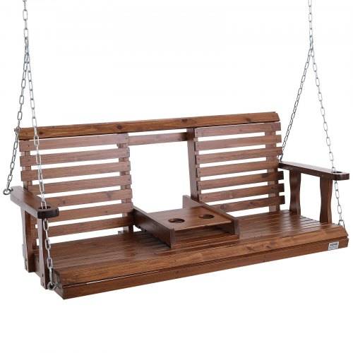 VEVOR Hollywoodschaukel Zedernholz, 1523x710x600mm, Terrassenschaukel für Hof und Garten, verbesserte Tragkraft von ca. 400 kg, robuste