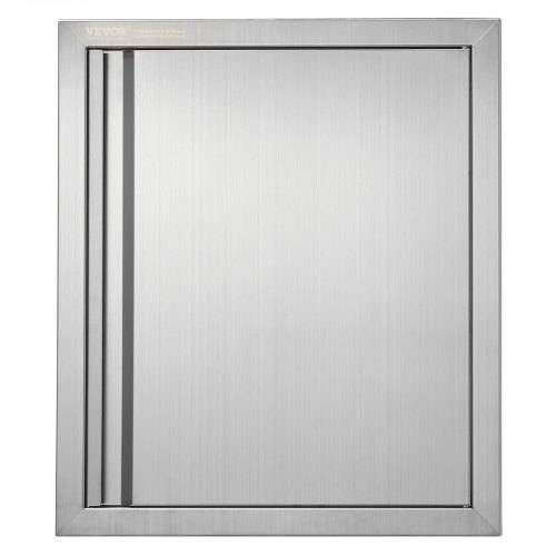 VEVOR Grillzugangstür, 457 x 533 mm, Einzelne Au_enküchentür, Flächenbündig Montierte Edelstahltür, Vertikale Wandtür mit Versenkbarem Griff, f