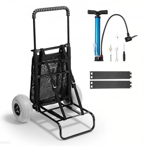 VEVOR Strandkarre Bollerwagen Sandwagen, Strandwagen 74,84 kg Tragkraft, Zusammenklappbarer Sandwagen aus Stahl 69 bis 114 cm Einstellbare Höhe