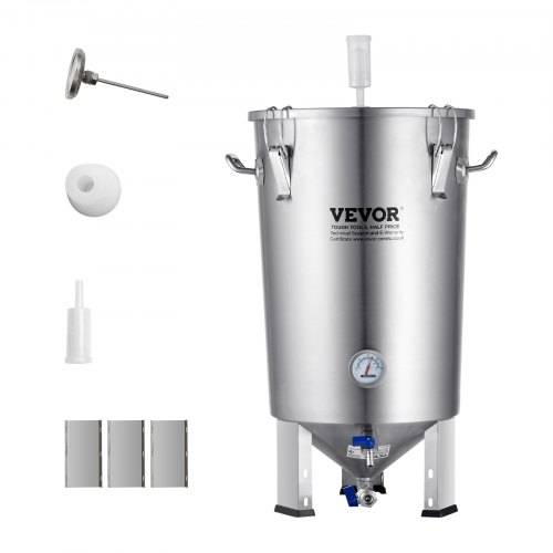VEVOR Bierbrauanlage Bierbraugerät Edelstahl 30 L Bierfermenter, Braueimer-Fermenter zum Brauen, Heimbrauzubehör mit Sockel, Kessel-Suppentopf inkl