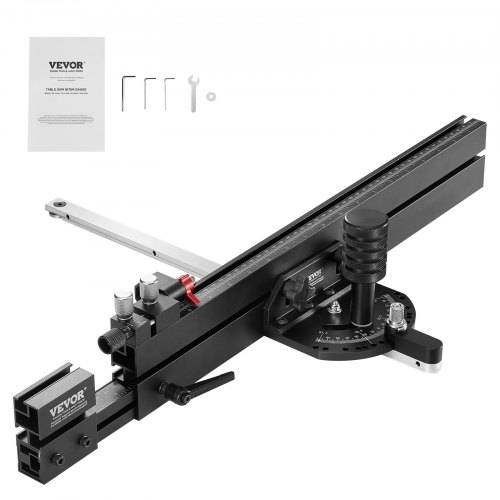 VEVOR Gehrungsanschlag, Standardschlitz 19 x 10 mm, Aluminiumlegierung mit 48-89 cm Rasterung, 15 Winkelanschlägen, verstellbarem Kolben und