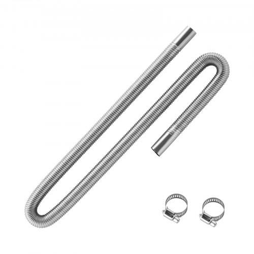 VEVOR Abgasrohr Standheizung flexibler Abgasschlauch 119 cm für Auto-Dieselheizung mit 2 Klemmen, Edelstahl Auspuffrohr mit Φ 25 mm Querschnitt für