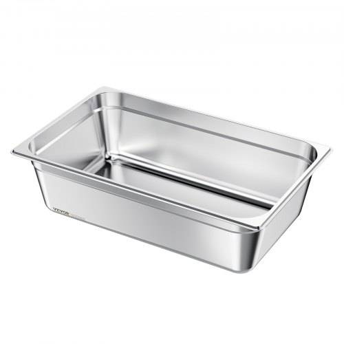 VEVOR Gastronormbehälter Hotelpfanne (volle Grö_e) 1 Packung 20,5 L Behälter, wiederverwendbare, rostfreie Catering-Aufbewahrung, Panierschale Spei