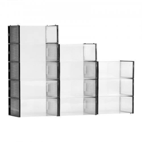 VEVOR Schuhaufbewahrungsboxen stapelbare Schuhboxen (12 Stk.) passend bis US-Grö_e 11, modulare Schuh-Organizer aus Kunststoff zur Aufbewahrung von