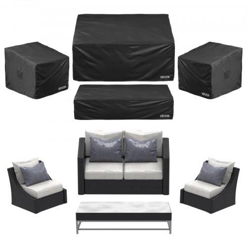 VEVOR Schutzhülle Abdeckung (4-tlg.) für Terrassenmöbel Gartenmöbel aus Oxford-Gewebe 420D strapazierfähige wasserfeste Terrassentischabdeckungen