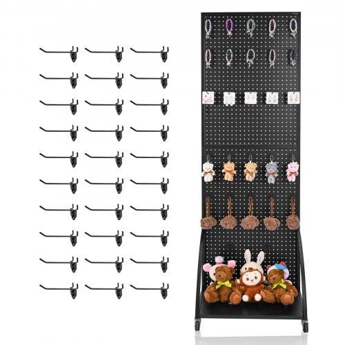 VEVOR Stecktafel Displayständer, 440x330x114 mm, Präsentationsständer mit 15 Haken, Tafelplatte aus kaltgewalztem Stahl für Lebensmittelgeschäfte