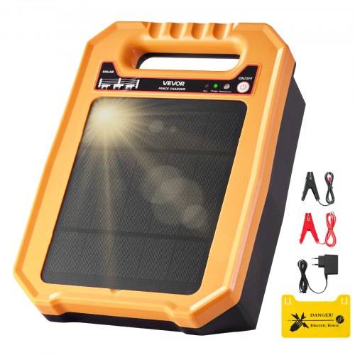 VEVOR Weidezaungerät, 0,3 J, Elektrozaungerät 8 kV, solarbetriebenes Zaunladegerät, 3 km Reichweite, wetterfestes Elektrozaun-Energizer-Set, 7 Tage