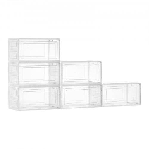 VEVOR Schuhaufbewahrungsboxen stapelbare Schuhboxen (6 Stk.) passend bis US-Grö_e 13, Schuh-Organizer aus PP/PET mit magnetischer Tür zur Aufbewahru