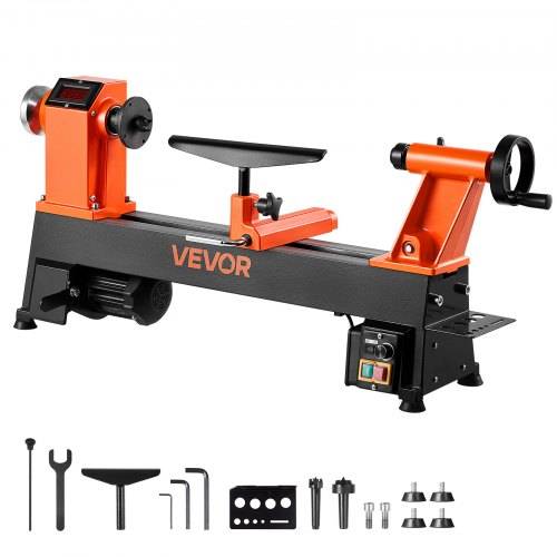 VEVOR Drechselbank, 1 PS/750 W, Drechselmaschine mit variabler Drehzahl von 0 bis 3800 U/min, Drehtischmaschine 304 x 465 mm Werkbank, Drehbank, für
