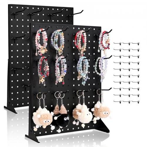 VEVOR Stecktafel Displayständer, 440x330 mm, Präsentationsständer mit 30 Haken, Tafelplatte aus Stahl für Lebensmittelgeschäfte, Einzelhandelsges
