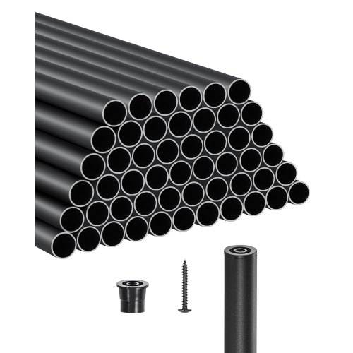 VEVOR Geländerstab, 51er-Set, _19x914 mm Aluminium-Treppenbaluster, Zierstab, runder Stab, Hohldeckgeländer mit Geländerkappen und Schrauben für