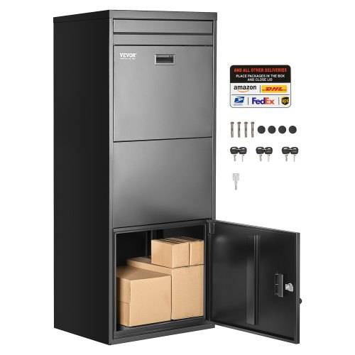 VEVOR Paketbriefkasten 1198x500x360 mm, Paketkasten mit Schloss, Paketbriefbox aus verzinktem Stahl mit Diebstahlschutzdesign, Packstation für