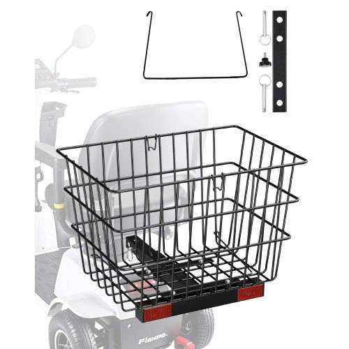 VEVOR Elektromobil Hinterkorb, 39x30x30 cm, Gepäckkorb Seniorenmobil, funktioniert mit 2,54 cm Empfänger, faltbarer Metalldrahtkorb, kompatibel mit
