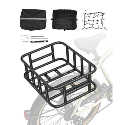VEVOR Fahrradkorb hinten 435x330x155 mm, Hinterradkorb mit Gepäcknetz & Abdeckung, Gepäckträger zum Transport von Hunden, Haustieren, Obst & Lebens