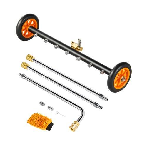 VEVOR 590 mm Hochdruckreiniger-Unterbodenreiniger, Edelstahl-Oberflächenreiniger, max. 4000 PSI, Winkeleinstellungsgetriebe, 7 Sprühdüsen, 2 verlä