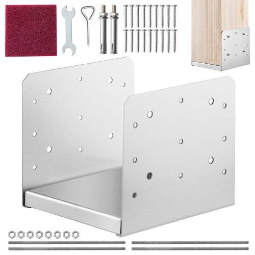 VEVOR Aufschraubhülse 190 x 200 x 180 mm U Pfostenträger aus Edelstahl mit Sprühbeschichtung Pfostenschuh mit vorgefertigten Schraubenlöchern Pfos