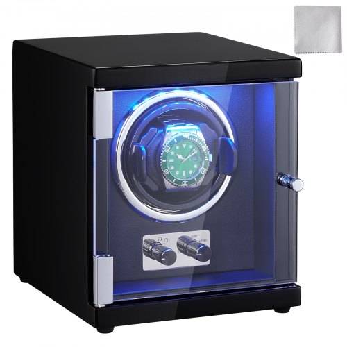 VEVOR Uhrenbeweger, Automatik-Uhrenbeweger, Watch Winder, Uhrenbeweger für Automatikuhren, Automatischer Uhrenbeweger mit Platz für 1 Uhr, LED Beleu