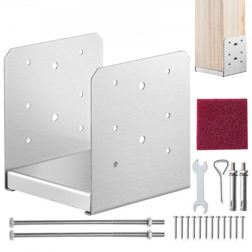 VEVOR Aufschraubhülse 149 x 143 x 160 mm U Pfostenträger aus Edelstahl mit Sprühbeschichtung Pfostenschuh mit einer 23 mm dicken Deckplatte Pfosten