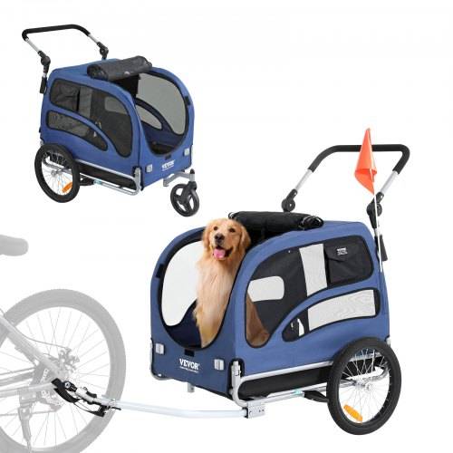 VEVOR Hundeanhänger 45 kg 2in1 Fahrradanhänger Kohlenstoffstahl + 600D Oxford-Gewebe + PP faltbar 1440 x 725 x 845 mm als Anhänger 1320 x 725 x 920