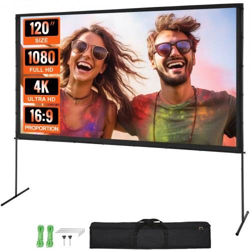 VEVOR Projektion Beamer Leinwand mit Ständer 304,8 cm HD 4K Outdoor Indoor Projektor Screen Schnelles Klappbare Tragbare Filmleinwand 16: 9 für Heim