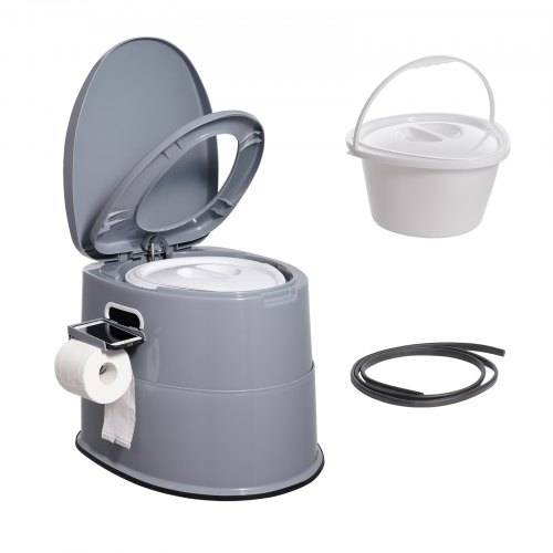 VEVOR 5 L Campingtoilette mit Toilettenpapier- und Handyhalter, Tragbare Campingtoilette 500 x 467 x 400 mm Reisetoilette Nottoilette Wei_e