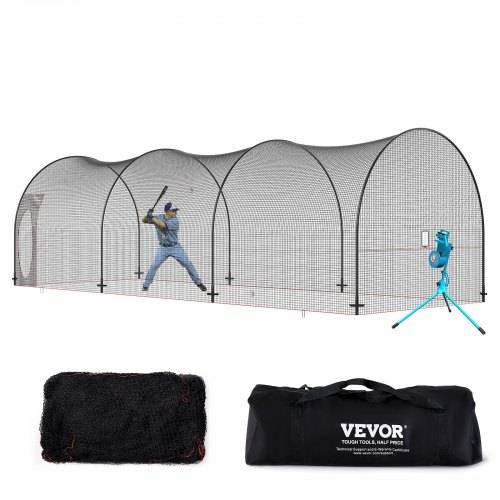 VEVOR Baseball-Schlagkäfig-Netz mit Rahmen und Netz 10 x 3,6 x 3 m, Baseballkäfig-Netz zum Schlagen und Aufstellen, Baseballnetz, Schlagkäfig für