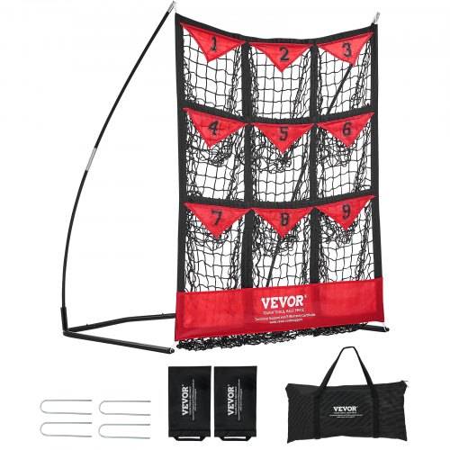 VEVOR Pitching Netz Pitching Target mit 9 Nummerierte Taschen, Baseball & Softball Pitching Target aus Polyester, Pitcher Netz für Jugendliche und