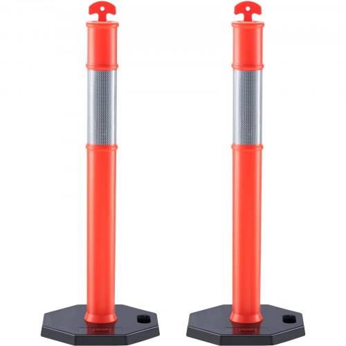 VEVOR Verkehrshütchen Verkehr Absperrpfosten 2 Stk. 430 x 430 mm Sockel Warnkegel Verkehrsleitkegel Reflektierende Warnleitkegel, Leitpfostenkegel