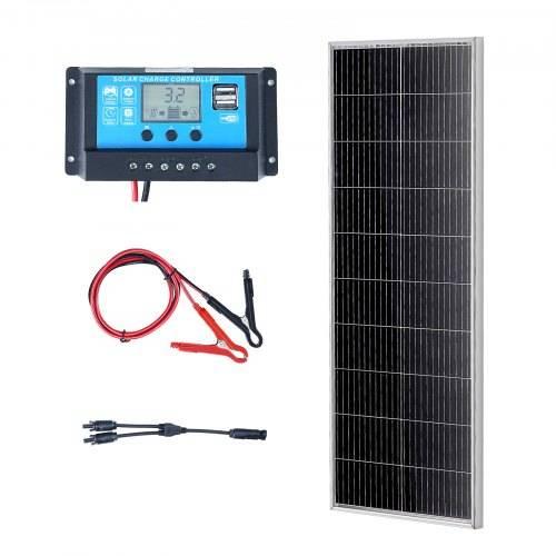VEVOR 100W Solarpanel Kit 12V monokristallinen Solarmodul plus Laderegler 8,33A Solaranlage Umwandlungsrate von 23 % Kompatibel mit AGM-, GEL-