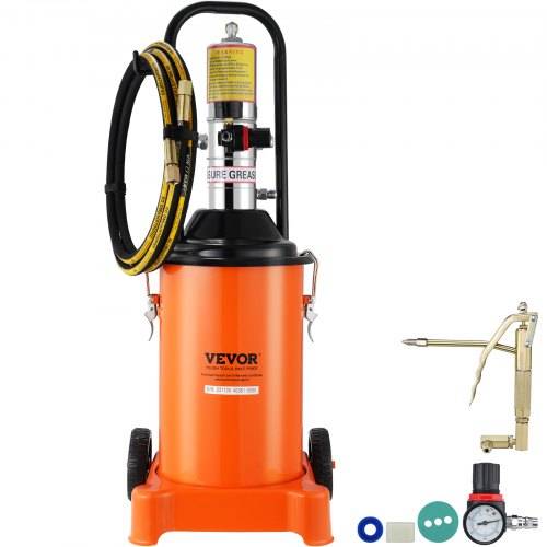 VEVOR Fettpumpe 12L Luftbetriebene Fettpumpe 0,6_0,8 MPa Aluminiumdruckguss-Pumpe -20-100_ Betriebstemperatur, Pneumatische Fettpumpe NPT-Anschluss