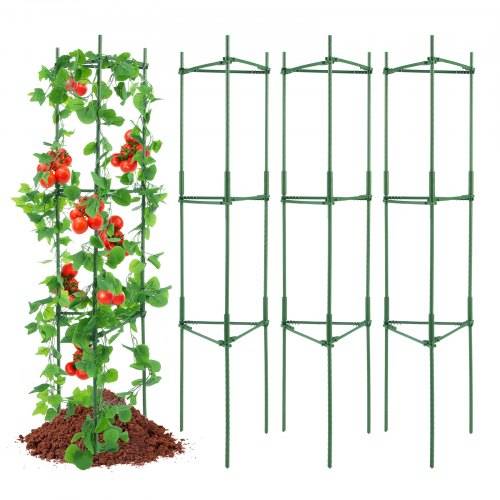 VEVOR 4er-Pack Tomatenkäfige für den Garten, 63 Zoll Tomaten-Spalier-Pflanzenpfahl-Unterstützung, stapelbarer hoher Pflanzenstützkäfig, für Hoch