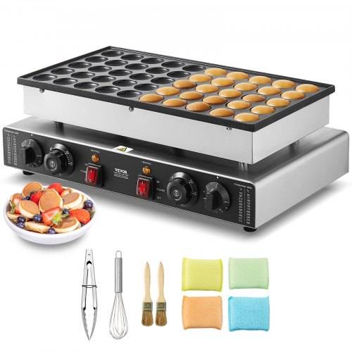 VEVOR Mini-Pfannkuchenmaker kommerzielle Dutch mini Pfannkuchen Maschine, 50 Stk., 43 mm Durchmesser, Dorayaki-Backmaschine, 1700 W, duale