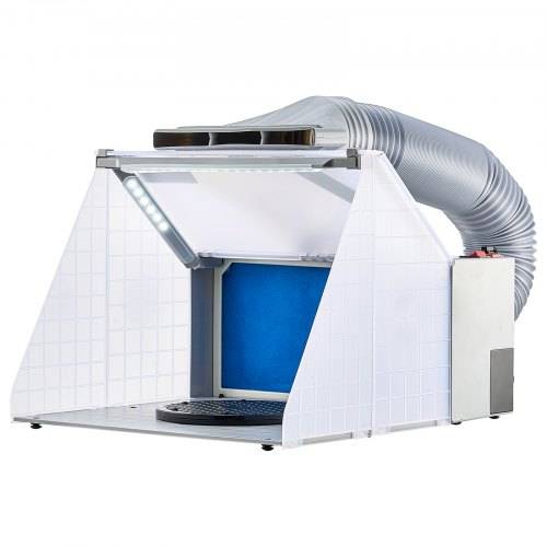 VEVOR Airbrush Spritzkabine, Airbrush-Farbspritzkabinen-Set 4 m³/min, mit LED-Leuchten, Abluftventilator und Abluft-Verlängerungsschlauch, zum Bemal