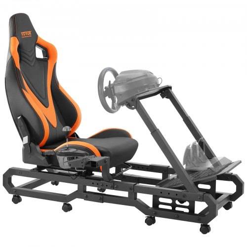 VEVOR Rennlenkradständer mit Rädern für Logitech G923/G920/G29, robustes Fahrsimulator-Cockpit aus Stahl _ Thrustmaster T248P, Lenkradhalterung und